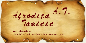 Afrodita Tomičić vizit kartica